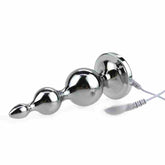 Electric Shock Metal Anal Plug with Harness